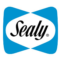 Logotipo de la marca Sealy tiendas Hypnos con combinación de colores azul y blanco.