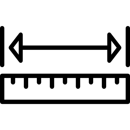 Icono de una regla y una flecha que indica la medida de longitud.